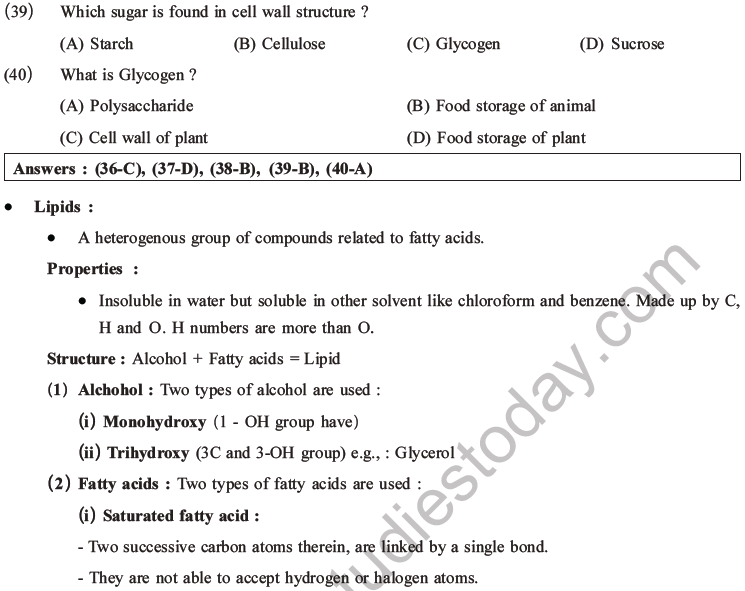 NEET Biology Biomolecules MCQs Set C, Multiple Choice Questions